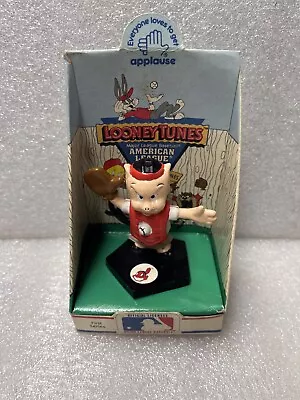 Vintage 1990 Applause Porky Pig Figurine - American League Cleveland Indian Logo • $3.95