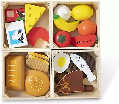 Melissa & Doug Food Groups Pretend Play Hand-Painted Wooden Pieces & 4 Crates • £21.73