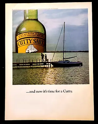 Cutty Sark Scotch Whisky Sailboat 1975 Vintage Print Ad It's Time For A Cutty • $8.32