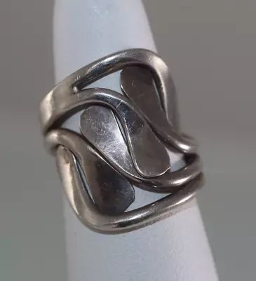 Modernist Sterling Silver SCULPTURAL Abstract Ring Size 6 • $29.99