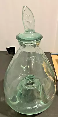 Green Glass Fly Wasp Catcher Insect Trap With 3 Feet & Stopper Vintage 12  X 8  • $65