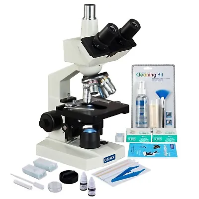 OMAX 2500X LED Microscope+Slide Preparation Kit+Blank Slides+Covers+Cleaning Kit • $261.99