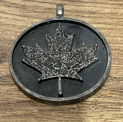 Jewellery Vintage 70’s GUY VIDAL Brutalist Pewter Maple Leaf Pendant RARE • £100