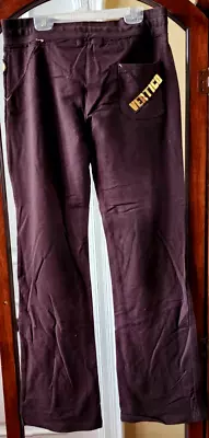 VERTIGO Brown Pants With Gold Logo & Contrast Fabric Details Size M NWOT • $18