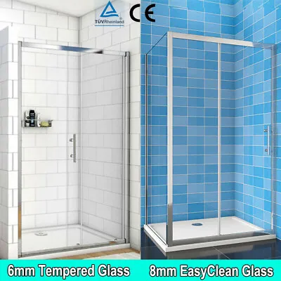Sliding Shower Door Enclosure 6/8mm Glass Walk In Wet Room Side Panel Tray Waste • £190