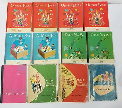 Vintage Schoolbooks Lot Of 12 School Books Old Worn Illustrated Reading Readers • $40.95