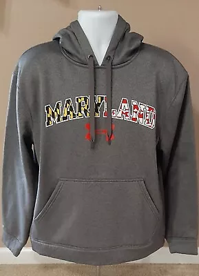 University Of Maryland Terrapins Grey Under Armour Med. Hoodie Hooded Sweatshirt • $25