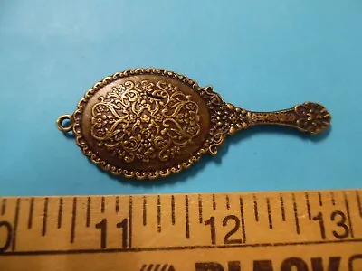 French Fashion Doll Hand Held Mirror~antique Bronze~vintage Look~metal Charm • $4.50