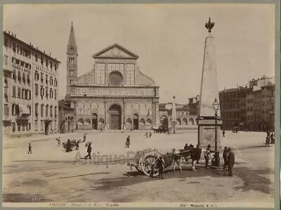 Florence Santa Maria Novella Horse Carriage Italy Antique Albumen Photo Mannelli • $45