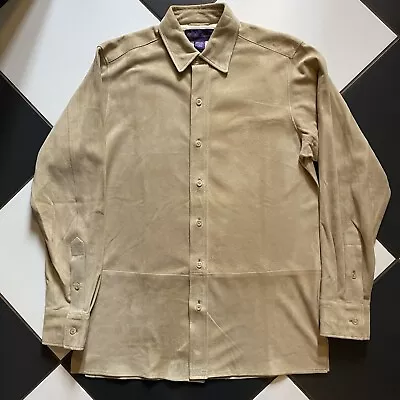 Ralph Lauren Purple Label Suede Over Shirt M/L Made In Italy 100% Lambsuede • £399.99