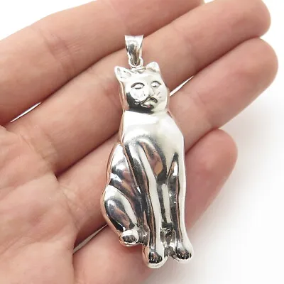 925 Sterling Silver Vintage Kitty Cat Pendant • $47.99