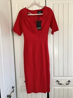 Collectif Red Trixie Pencil Dress 12 New With Tag  • £9