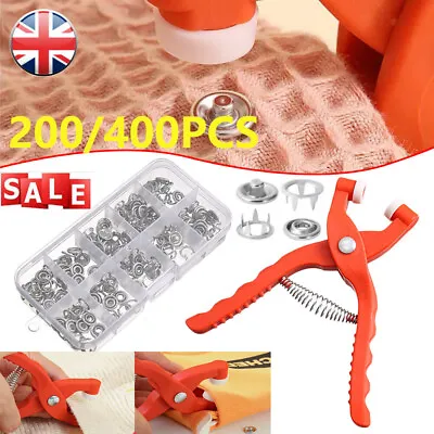 200/400PC Snap Fasteners Kit Metal Snap Buttons With Fastener Pliers Tool Kit UK • £3.99