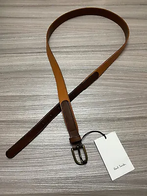 £39 • Buy Paul Smith Jeans  Slim Belt Brown & Tan  38” 100% Cow Leather 100% Pewter Buckle