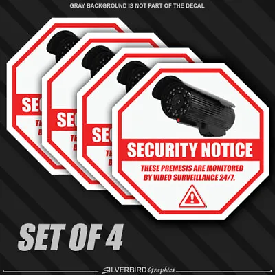 4x Security Camera Surveillance Sticker CCTV System Video Warning Decal Notice • $4.95