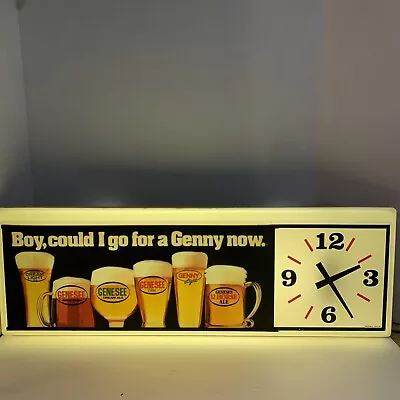 RARE Vintage GENESEE BEER Lighted Beer Sign Clock 30X10 Variety Beer Read • $149.95