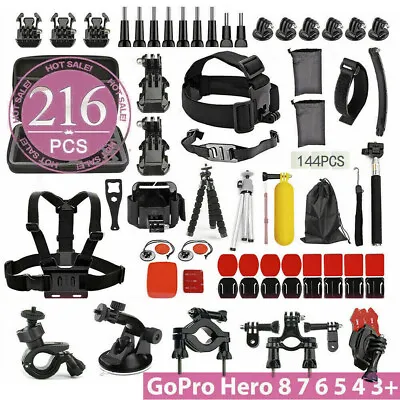 $32.95 • Buy 216 Pcs Accessories Pack Case Chest Head Floating Monopod GoPro Hero 8 7 6 5 4