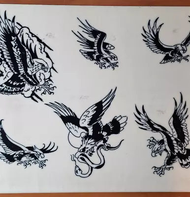 80's Mike Rollo Malone Traditional Vintage Production Tattoo Flash Sheet 11x14 6 • $69.99
