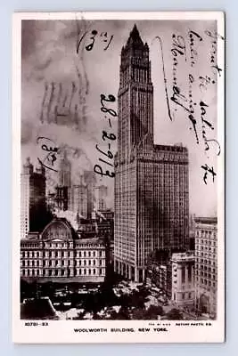 Woolworth Building NYC Antique New York City RPPC Postal History Photo MADRID • $19.99