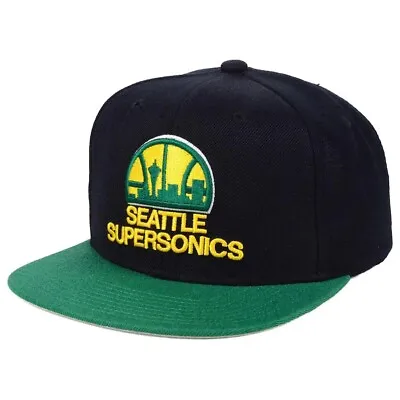 Seattle SuperSonics Mitchell & Ness NBA Snapback Hat XL Logo 2Tone Cap Sonics • $33.91