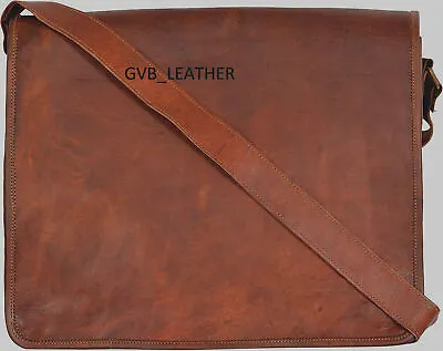 Men's Genuine Vintage Computer Wild Goat Leather Shoulder Bag Laptop Bag • $42.69