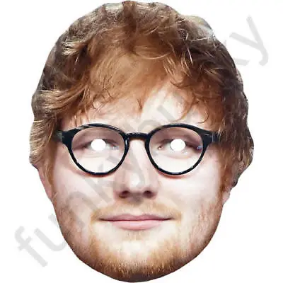 Ed Sheeran With Glasses Celebrity Card Face Mask - Ready To Wear - Fancy Dress • £1.95