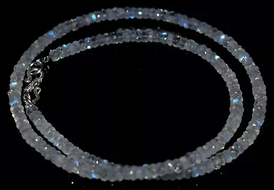 Rainbow Moonstone 925 Sterling Silver 18  Strand Necklace Round 4 Mm Beads • $27.99