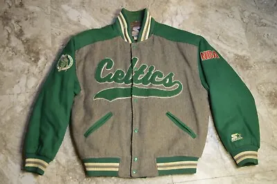 Vintage Boston Celtics Starter Jacket Wool Size Large 90's Varsity Style • $100