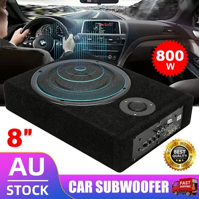 8 Inch 800W Car Subwoofer Under-Seat Power Amplifier Bass Slim Audio Box Speaker • $85.95
