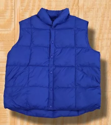 Vintage Lands End Mens XL 46-48 Blue Quilted Puffer Goose Down Nylon Vest • $29.99