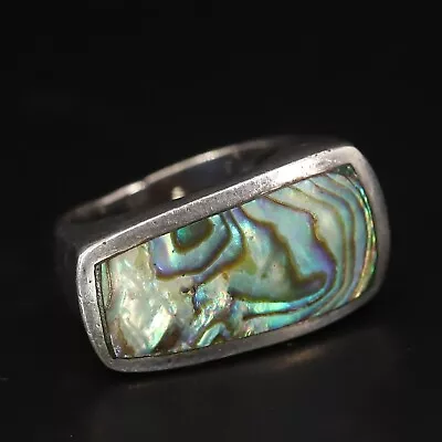 Sterling Silver - DESIGNER CFJ Abalone Inlay Statement Ring Size 6 - 6g • $2.99