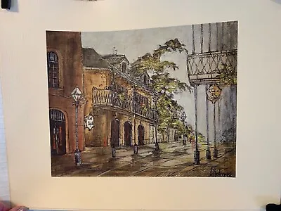 Vintage French Quarter  Street Scene New Orleans Print Signed 1976 Numbered • $26.39