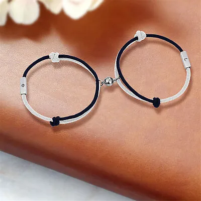 Fashion Magnetic Bracelets Sun & Moon Couple Braided Handmade Leather Wristband • $8.99