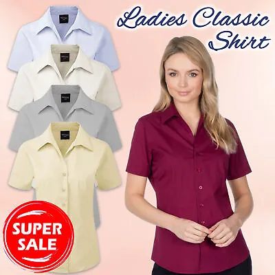 £5.99 • Buy Ladies Short Sleeve Plain Shirt Edinburgh Formal Office Premium Blouse 6-30 UK