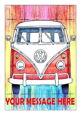 £4.50 • Buy V.w. Camper Van No 2   Birthday Cake Topper Edible Icing Sheet A4 Personalised