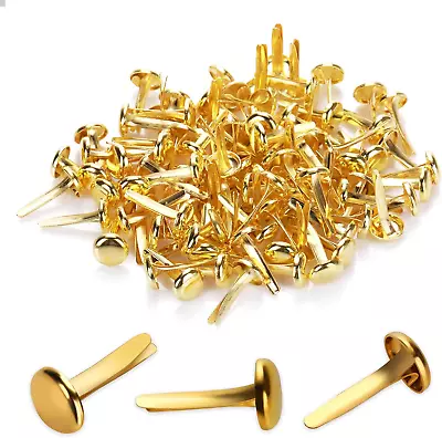 100PCS Round Brass Brads Paper Fasteners - Mini Metal Brads For Crafts & Scrapbo • $13.99