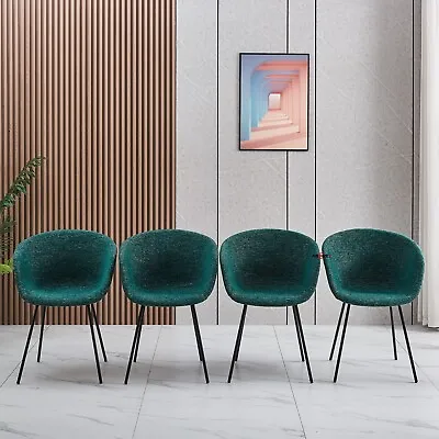 $259.99 • Buy AINPECCA Fabric Dining Chairs Set Of 4 With Armrest Ocean Green Seat Metal Legs