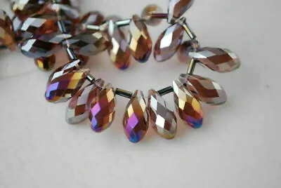 £2.87 • Buy 10Pcs Teardrop Glass Crystal Loose Bead DIY Craft Jewelry Findings 8x16mm Beads