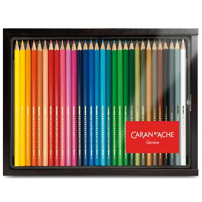 Caran D'Ache Swisscolor Wooden Set 30 Water Soluble Colour Pencils Swiss Color • £49.69