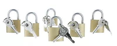 Mini Brass Padlocks Set Of 6 With Key Lock All Purpose 1 1/4  Household Uses • $11.99