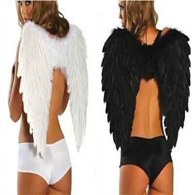 £10.59 • Buy Black Feather Angel Wings Xmas Halloween Fancy Dress Costume Hen Night Adults
