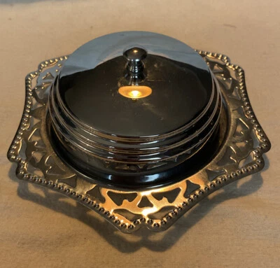 £4 • Buy Vintage Stainless Steel & Glass Butter Dish C.1950’s-1970’s