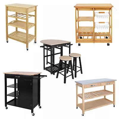 Kitchen Cart Island Rolling Home Dining Wooden Trolley Storage Modern Cabinet • $57.58