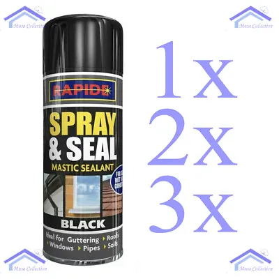 £4.75 • Buy 300ml Spray & Seal Black Mastic Sealant For Leaking Pipes Roof,guttering Windows