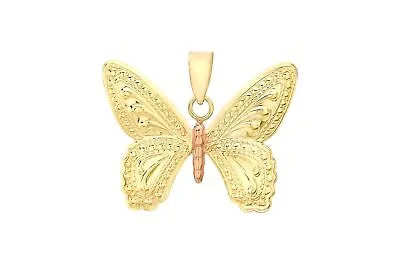 Patterned Butterfly Pendant 9ct 3 Colour Gold • $133.83