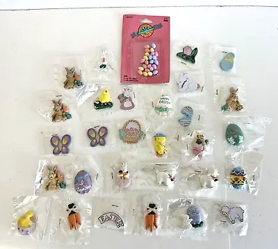 Lot Of 30 Vintage Miniature Easter Decorations Flat Resin Easter Pins Crafts NEW • $19.99