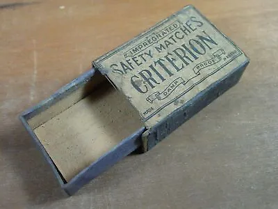Old Antique! CRITERION IMPREGNATED SAFETY MATCHES - Made Russia - WOOD MATCH BOX • $20