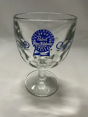 Vintage Pabst Blue Ribbon Glass Beer Thumbprint  Goblet Mug Chalice Fast Ship !! • $8.99