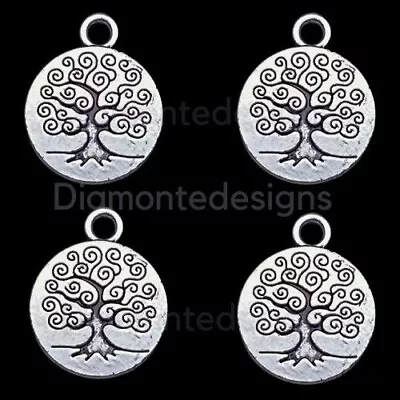 £2.49 • Buy 15 Pcs Tibetan Silver Tree Of Life Round Charms Pendant Nature Pagan Wiccan K114