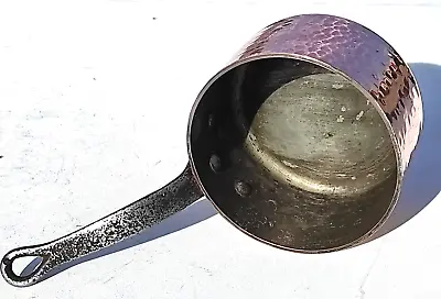 Vintage 5.7inch French Copper Saucepan Hammered Walls Tin Lining 2.5mm 3.3lbs • $249.18